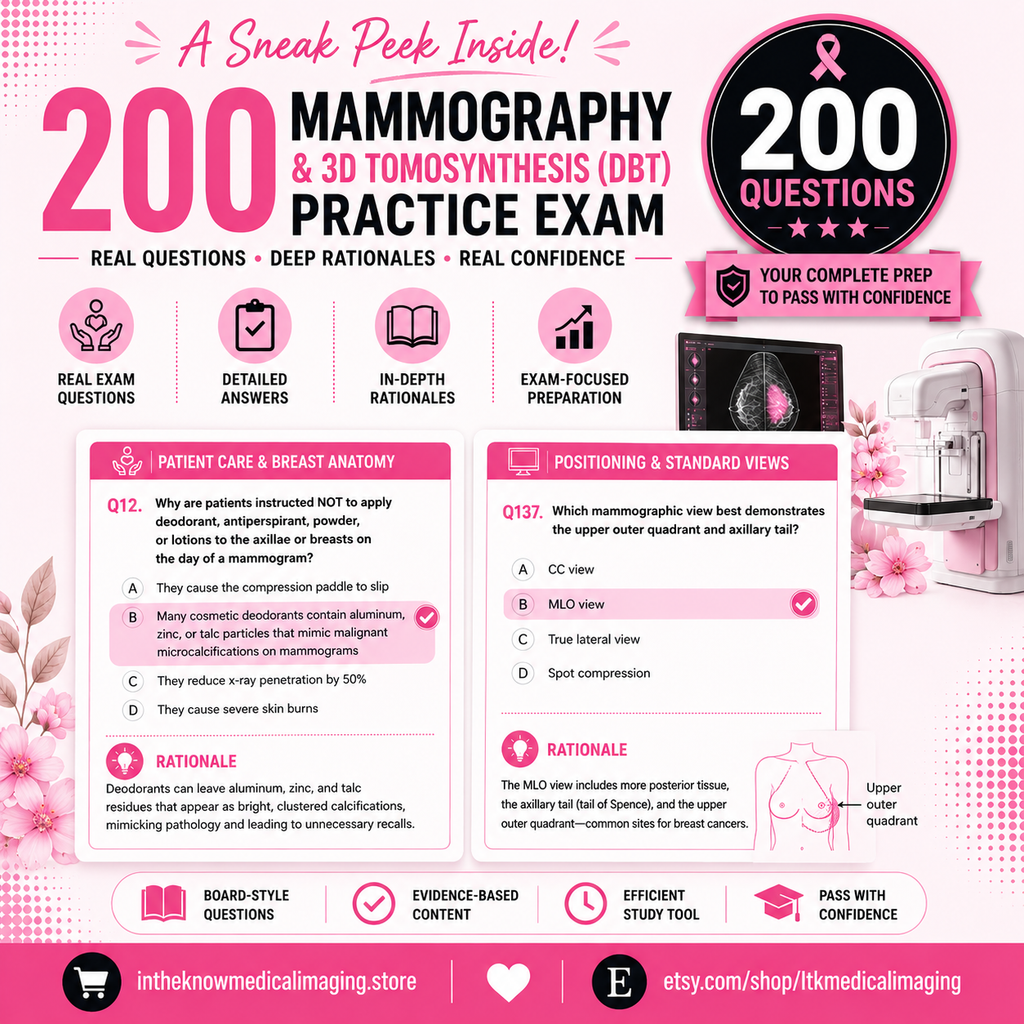 Mammography & 3D Tomosynthesis (DBT) Board Review: 200 Practice Questions with In-Depth Rationales