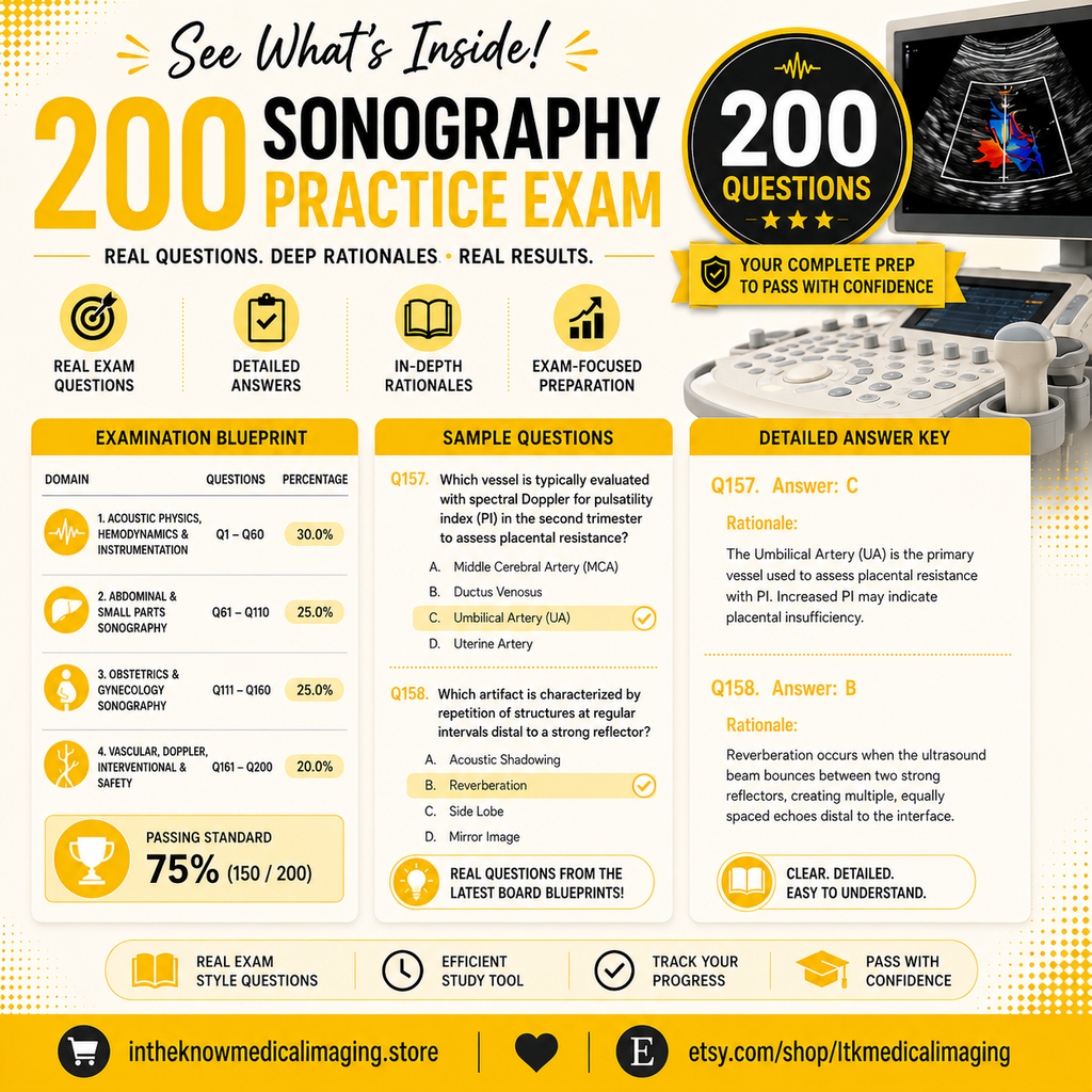 Diagnostic Medical Sonography (Ultrasound) Board Exam Review: 200 Practice Questions with In-Depth Rationales