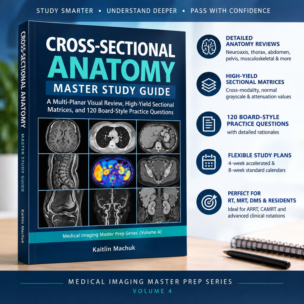 Cross Sectional Anatomy Study Guide PDF, CT MRI Notes, ARRT Board Exam Prep, 120 Practice Questions, Rad Tech Digital Download, Multiplanar
