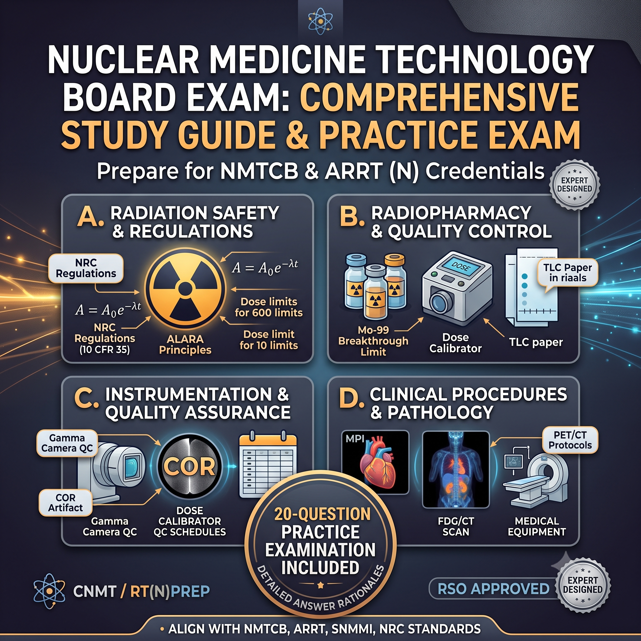 Nuclear Medicine Certification Exam Study Guide & 20 Practice Questions Package