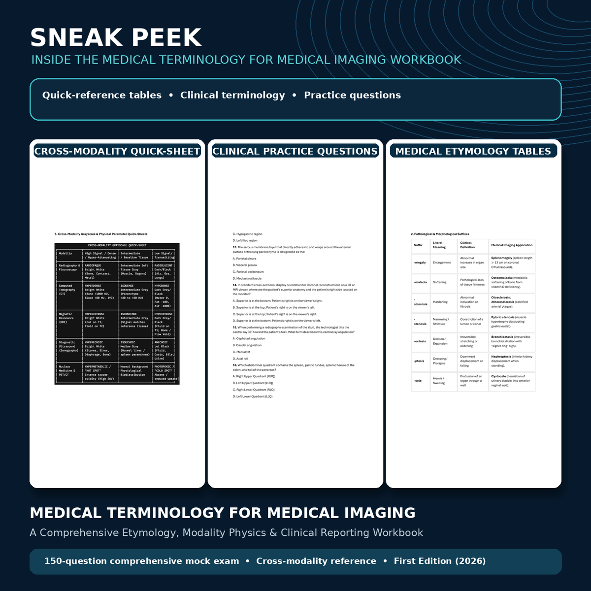 Medical Terminology for Medical Imaging:  A Comprehensive Etymology, Modality Physics, and Clinical Reporting Workbook with 150 Board-Style Practice Questions